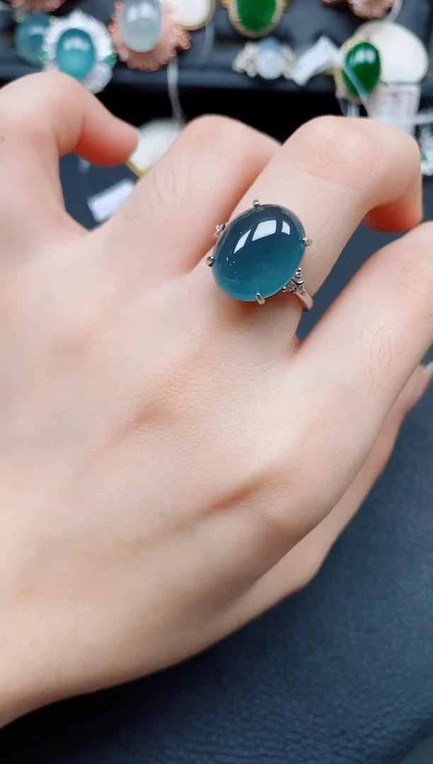 银S925镶嵌戒指翡翠翡翠