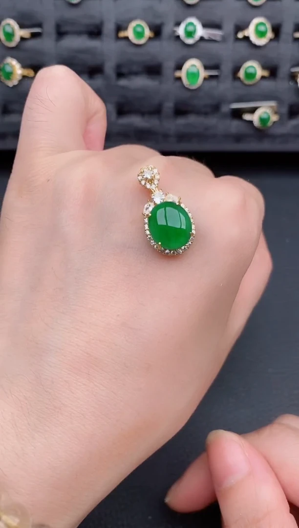 颈饰银S925镶嵌翡翠天然a货翡翠153