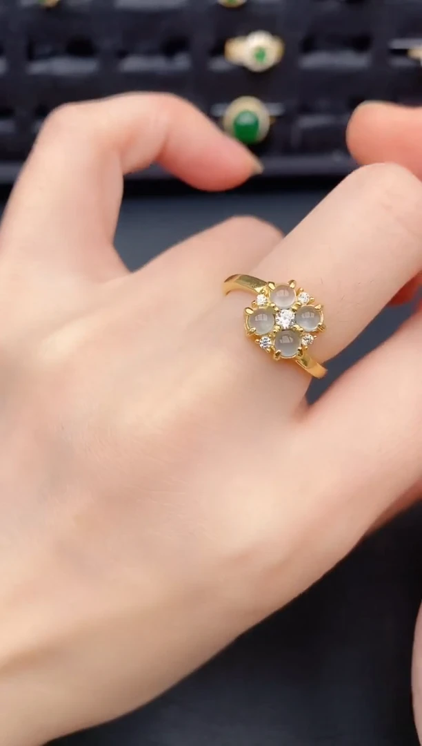 银S925镶嵌戒指翡翠天然a货翡翠217