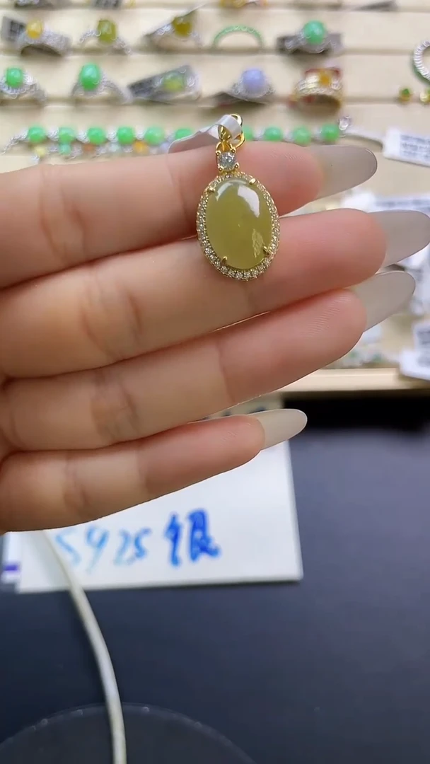 银S925镶嵌戒指翡翠翡翠 蛋面 银S925镶嵌