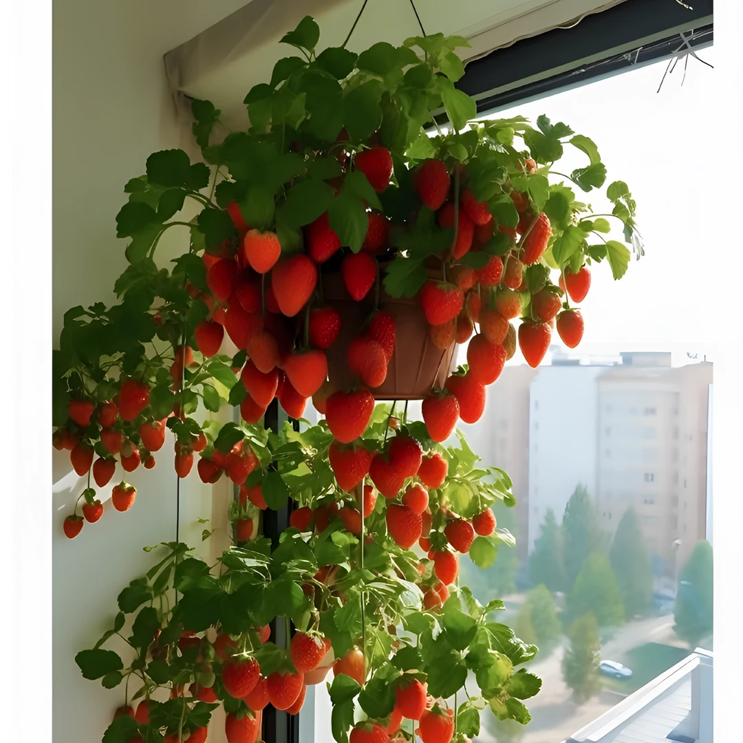 【红草莓 幸香】（一物一拍）1.2加仑白盆草莓苗带土带花带小果