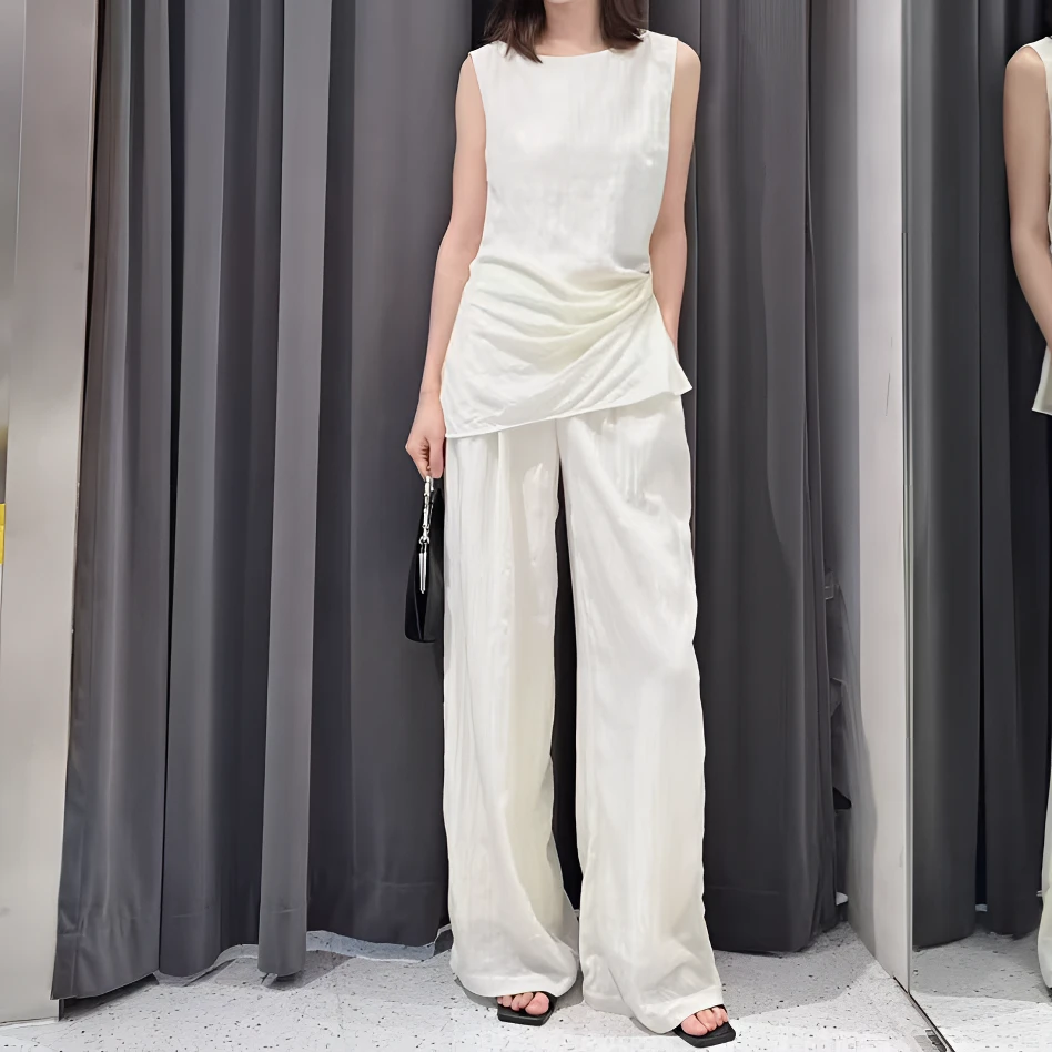 时尚套装-商场同款小众上衣直筒休闲裤9208