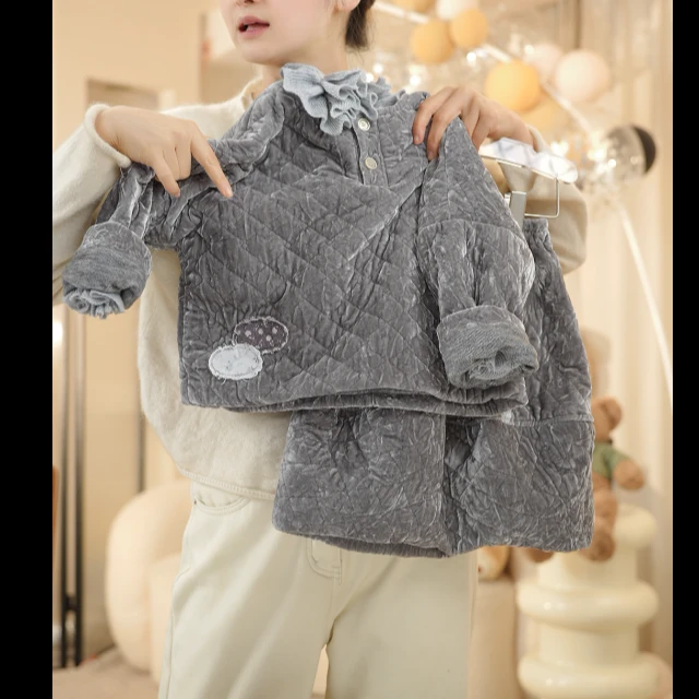 2024冬季新款儿童棉服套装 女童韩版棉衣+女宝加厚半身裙两件套