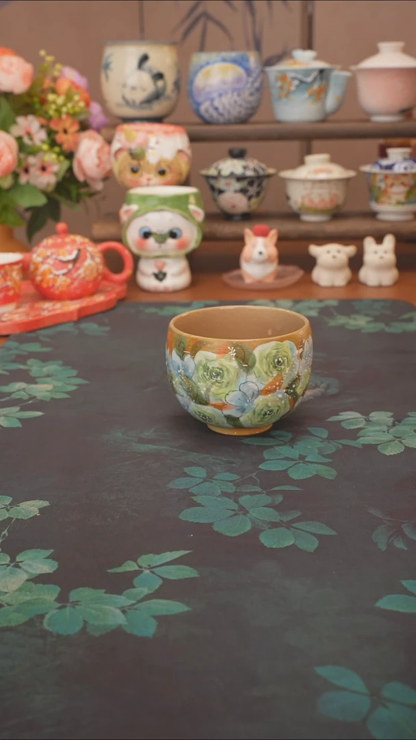 是泥吖  绿玫瑰大蛋杯