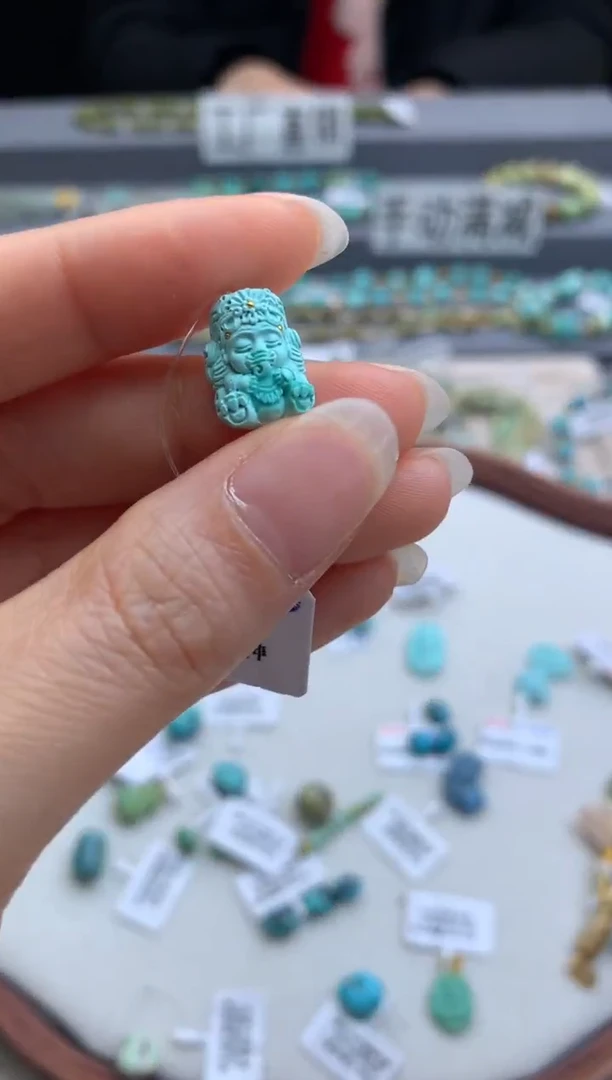 未镶嵌绿松石精工雕刻茜.A81