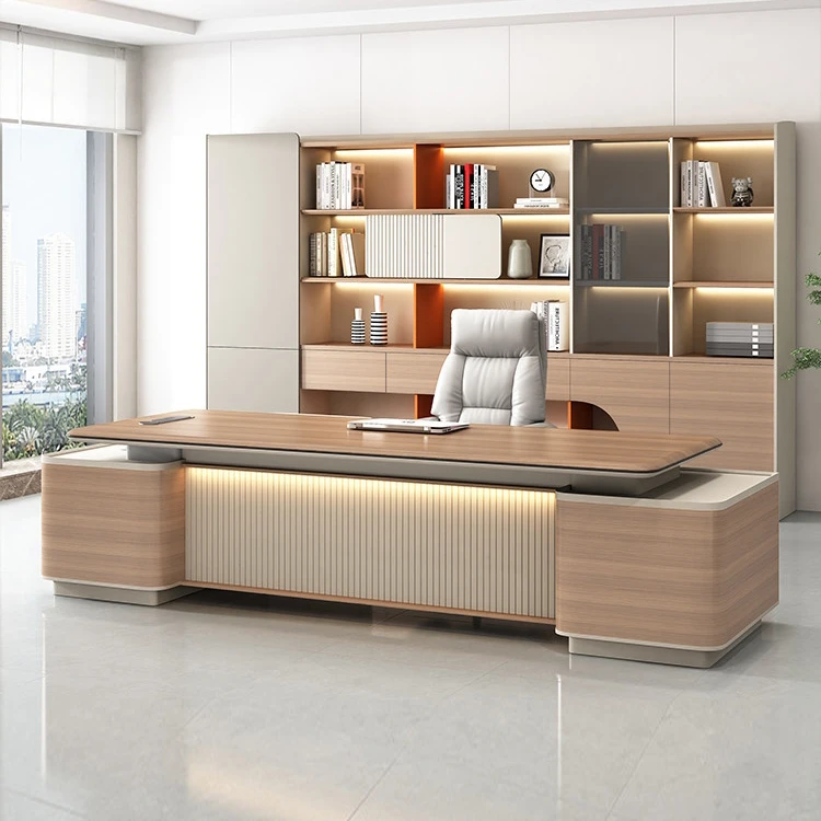 简约老板桌办公桌董事长总裁大班台办公室总经理高档大气桌椅组合