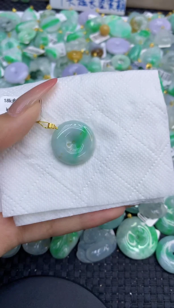 颈饰18K金镶嵌翡翠天然缅甸A货翡翠