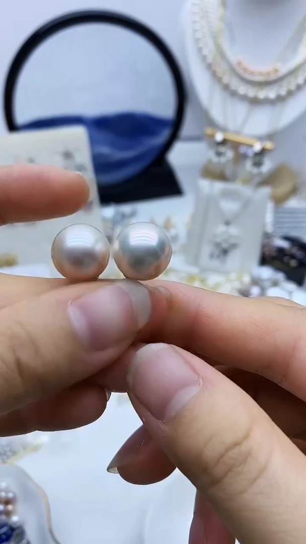 银S925镶嵌耳饰淡水珍珠耳钉多样性发其一