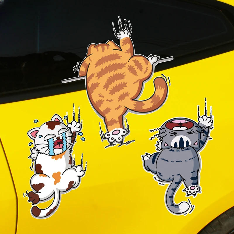 小猫刮痕车贴个性汽车车身划痕遮挡电动车摩托车防水贴画装饰贴纸