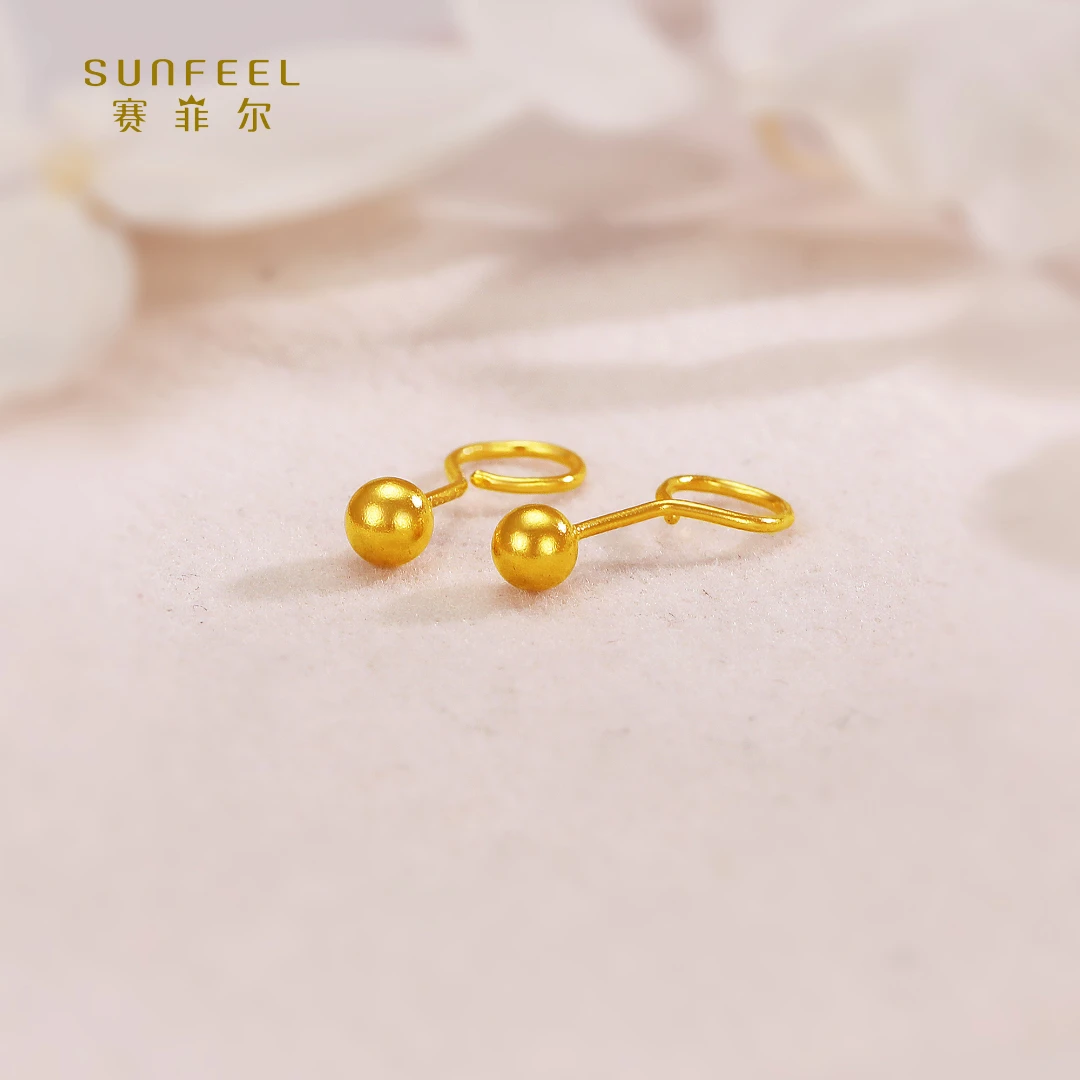 SUNFEEL/赛菲尔【二十三店】足金5G时尚光面豆豆耳钉5GE00111
