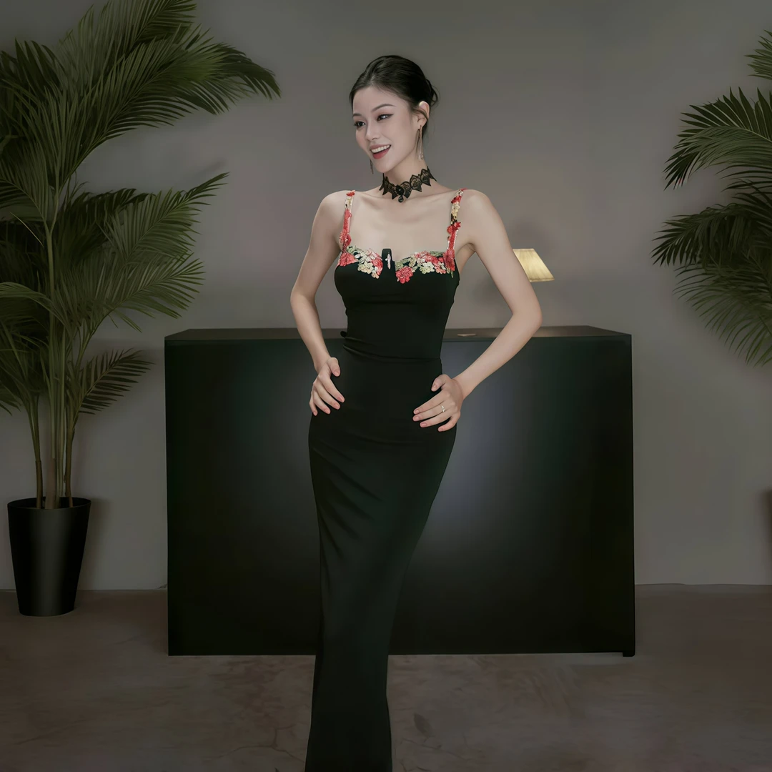 【秘密花园】纯欲风花朵吊带辣妹连衣裙夏季气质性感修身包臀长裙子