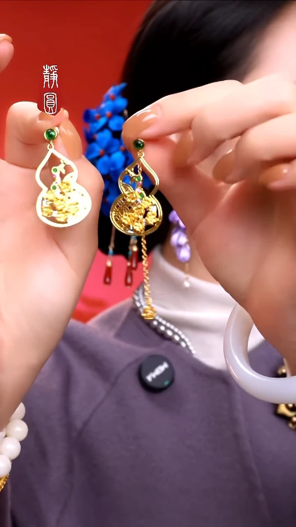 织绣非遗苏绣【葫芦耳环】