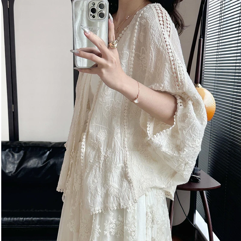 2025夏季新款重工经褶皱肌理重工刺绣百搭吊带外套套装