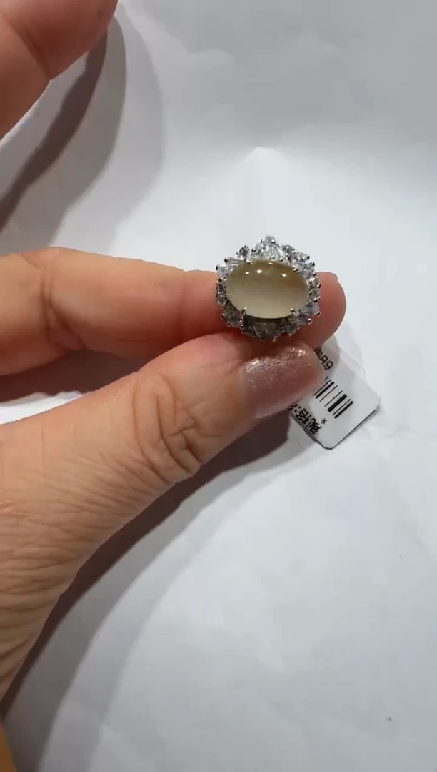银S925镶嵌戒指翡翠缅甸A货翡翠戒指