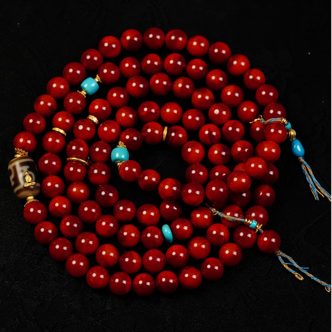 【石缘居珠宝】18K金镶嵌典藏级时尚大气百搭款南红毛衣链项链 D8-6