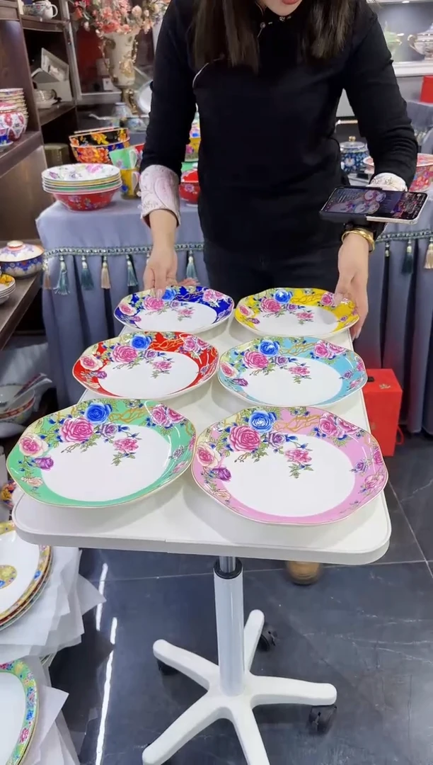 玉瓷 8英寸花口圆深盘6个景德镇陶瓷