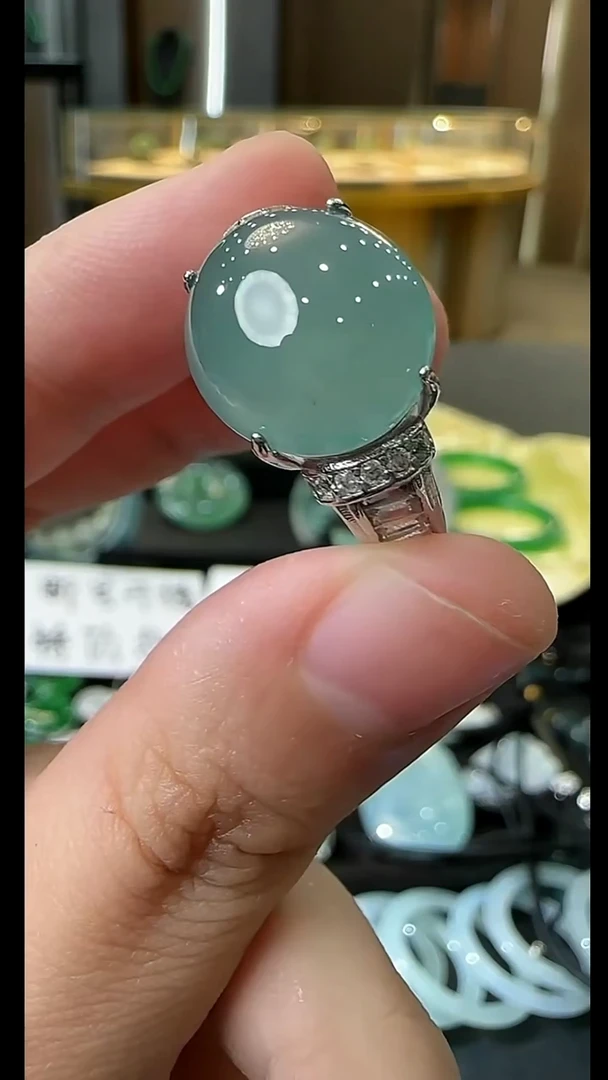 合金戒指翡翠天然A货翡翠LB10蛋面戒指多样性发一