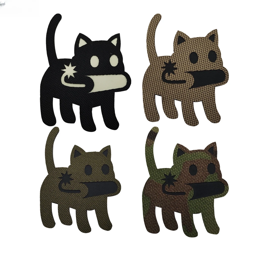 魔术贴背包贴臂章胸章激光切割夜光炸弹猫反光猫咪户外背包士气章