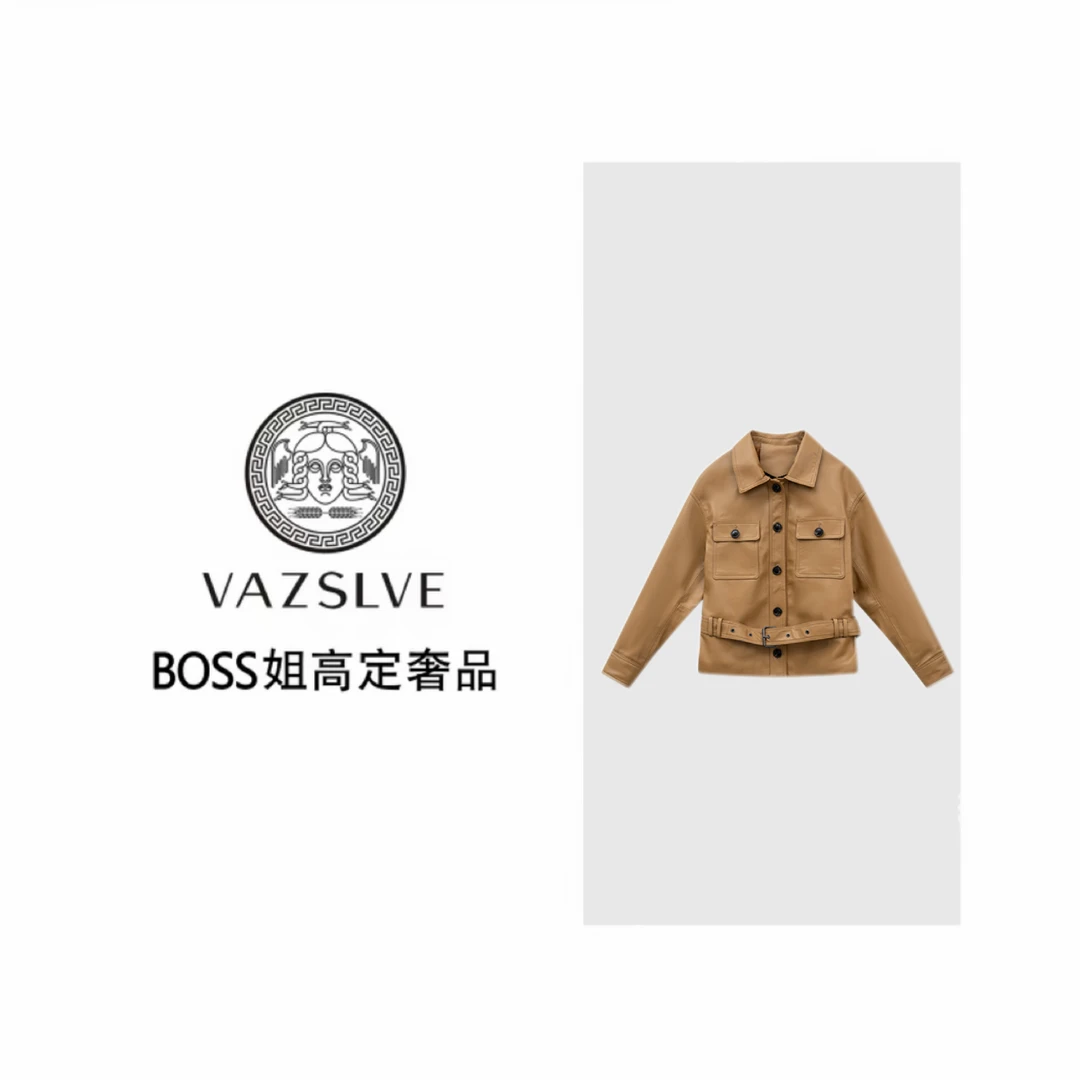 【VAZSLVE/全新奢品】【杨树林】2025新款小羊皮收腰真羊皮皮衣外套-