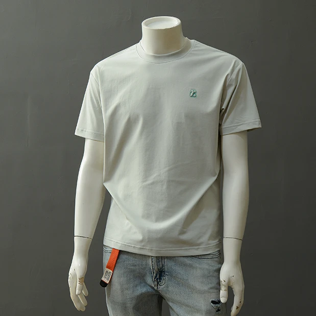 贾鲁萨加高端时尚纯色短袖体恤男士圆领夏季休闲后背贴标轻薄速干