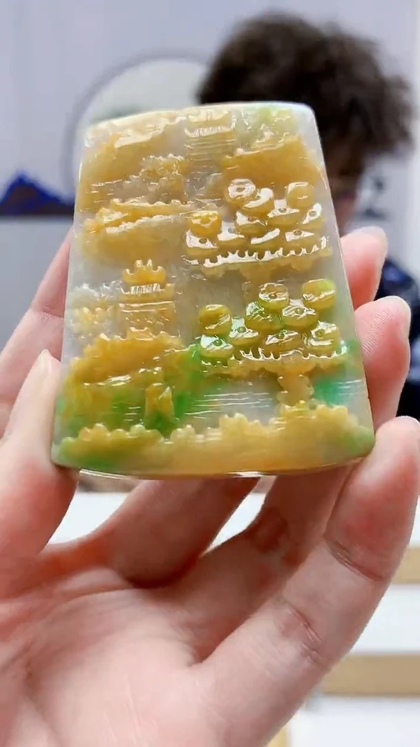 未镶嵌定制翡翠4688zm-毛货挂件127山水