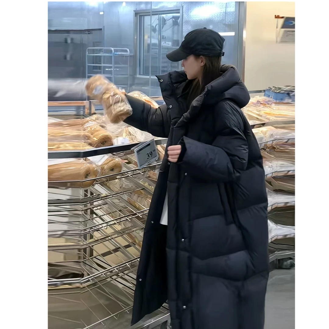 （江南款）休闲加厚韩冬季保暖版宽松连帽90鸭绒时尚长款羽绒服2210