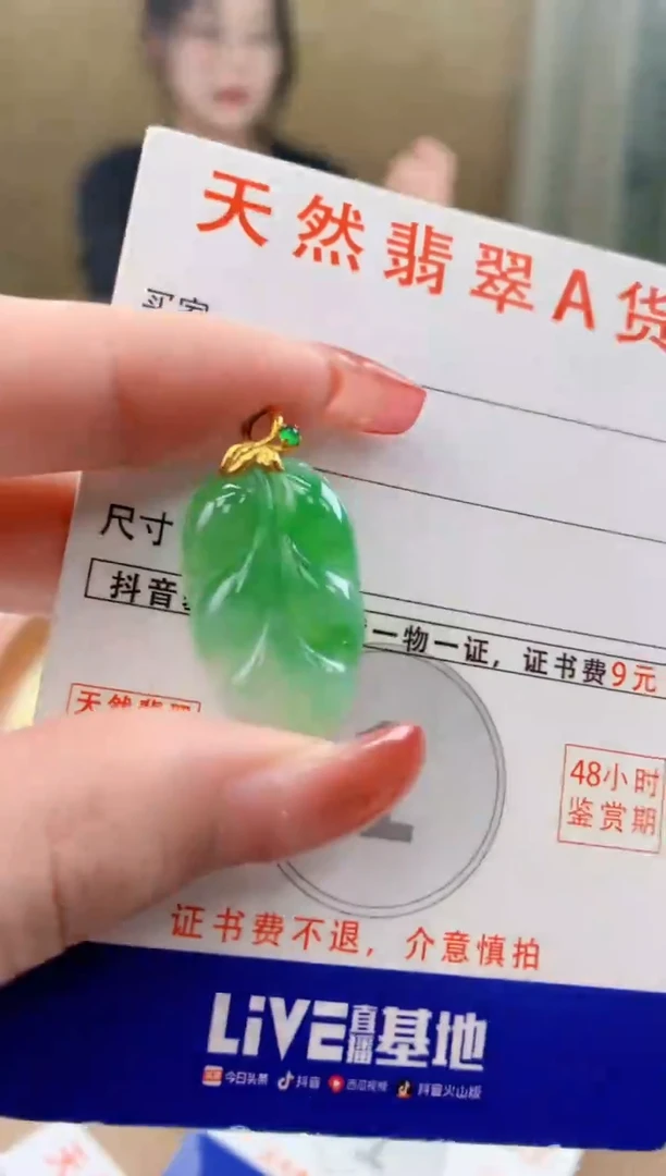 颈饰18K金镶嵌翡翠天然A货翡翠挂件