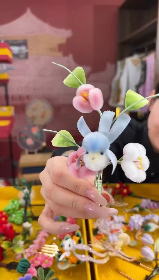 【闪购商品】刺绣非遗绒花（发饰）