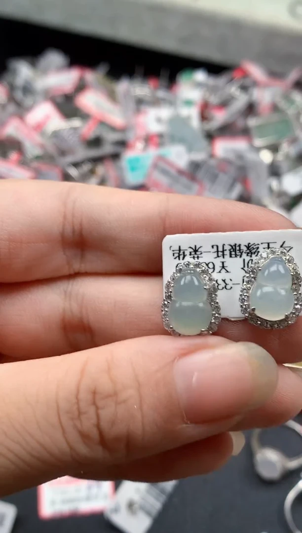 银S925镶嵌戒指翡翠天然A货缅甸翡翠
