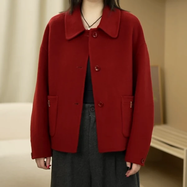 小冉2516秋冬新款羊毛大衣新款通勤风洋气双面呢外套双面呢大衣