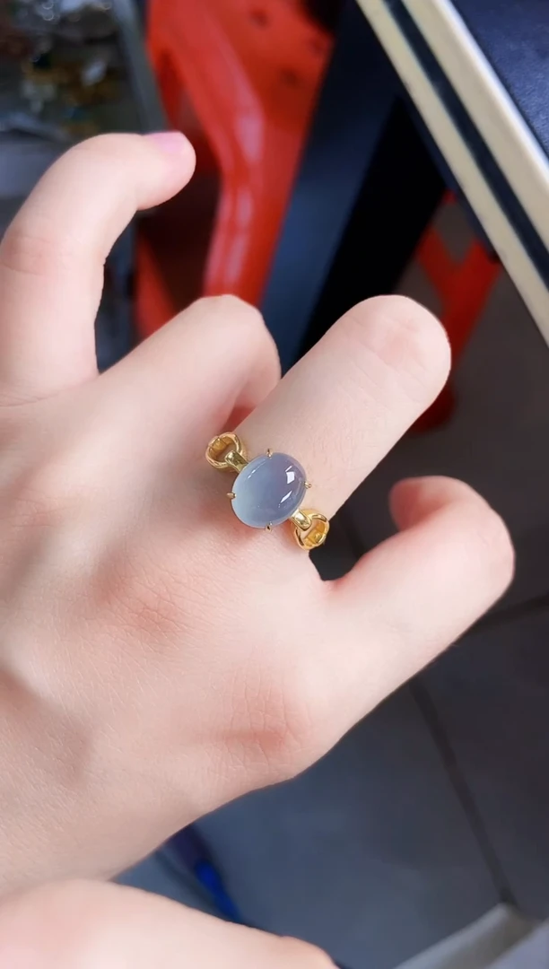 翡翠戒指银S925镶嵌456789