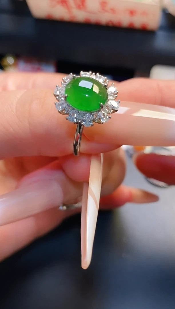 银S925镶嵌戒指翡翠天然