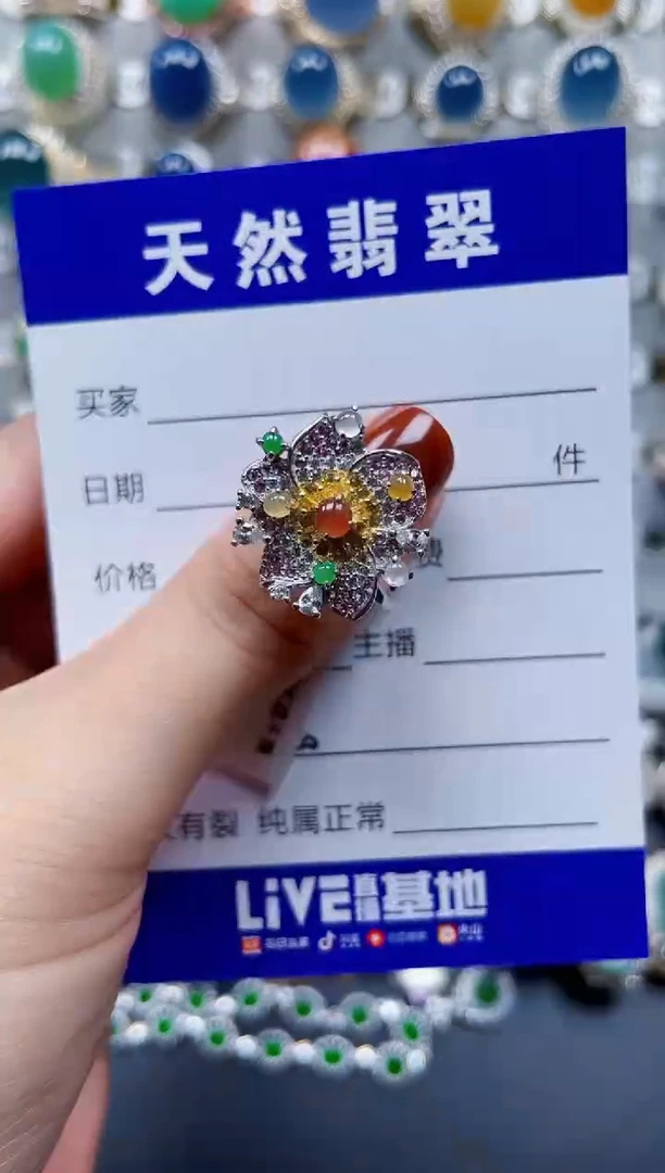 银S925镶嵌戒指翡翠500