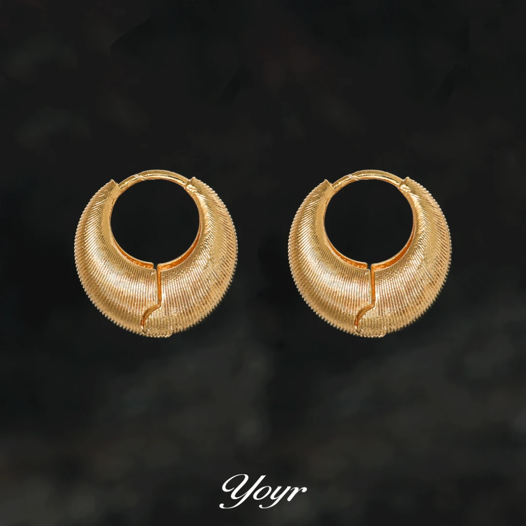 YOYR 黄铜耳饰 线条金属水滴耳扣简约高级感轻奢素圈时尚简约耳环