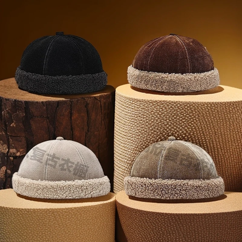 秋冬男士绒尖尖帽男女韩版复古时尚瓜皮帽保暖防寒草原帽子潮