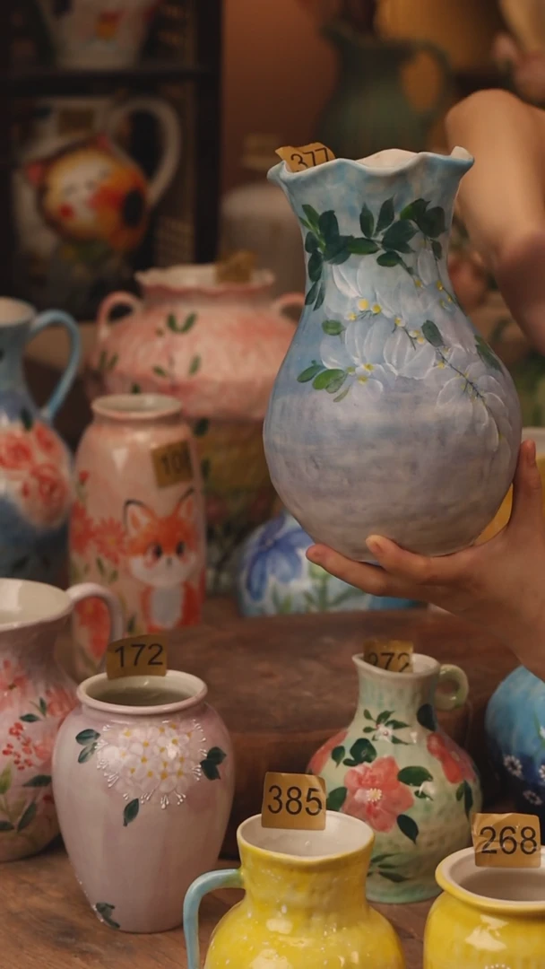 陶瓷377景德镇设计师手作花器摆件侘寂风