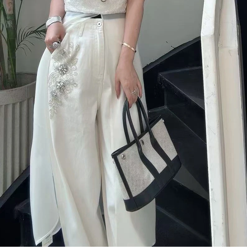 【SFF推荐】LA MAISON JADE玉琼25秋冬手工钉珠直筒牛仔裤0789