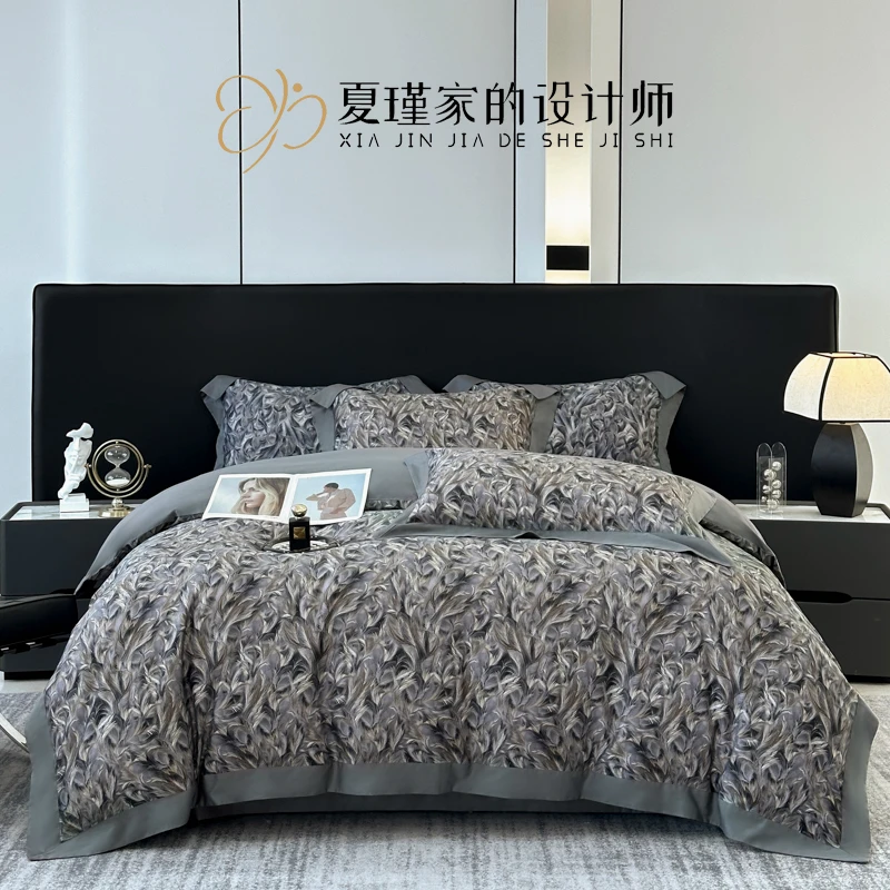 设计师款【羽寐】贡缎全棉百分百全棉长绒棉轻奢四件套四季款加厚