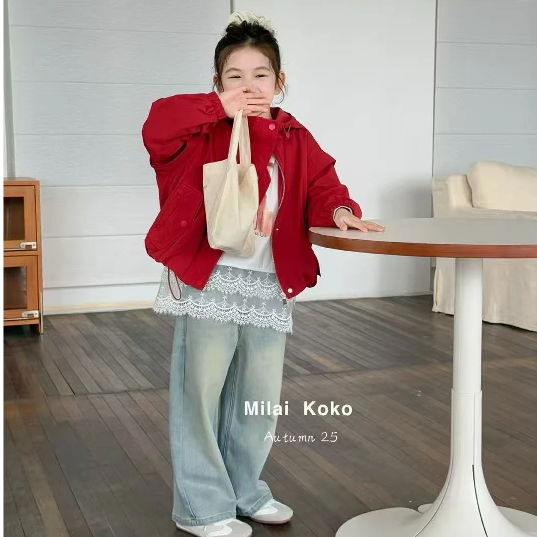 milaikoko•25秋~时尚休闲连帽外套风衣137003红色 （11-9）