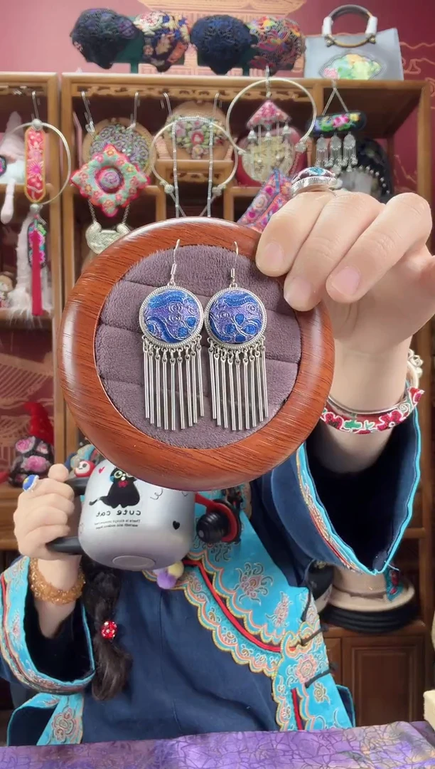 刺绣耳环75甜甜家