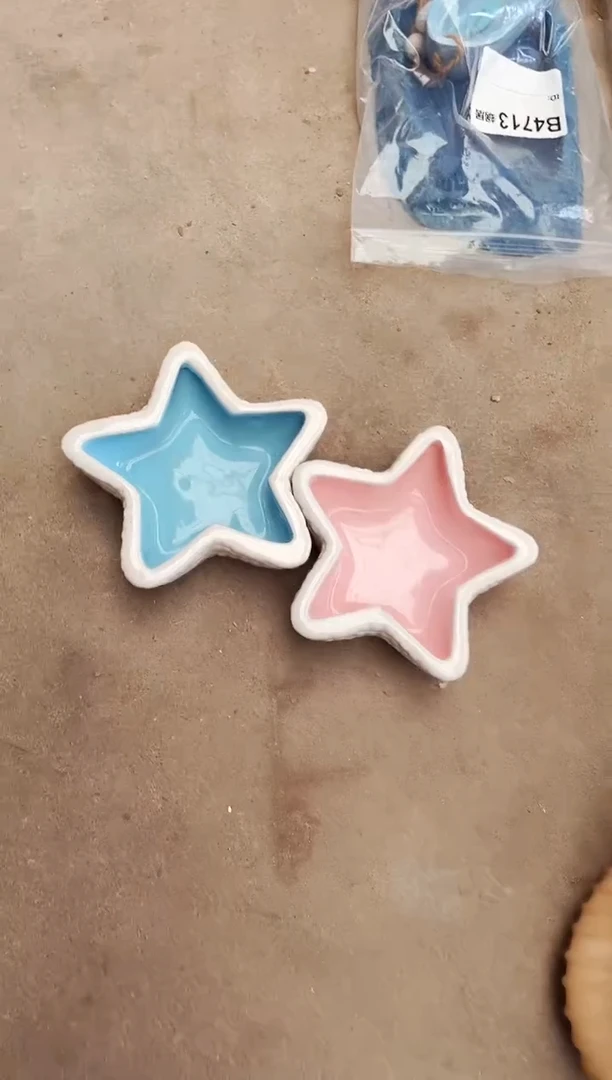 蓝粉星星水盆一对颜色随机
