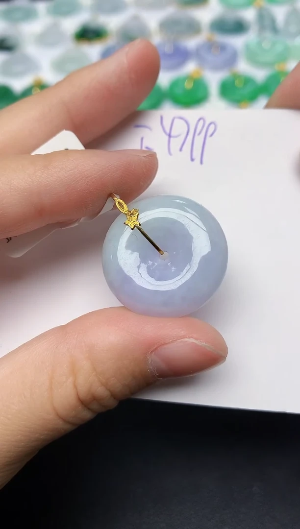 颈饰18K金镶嵌翡翠天然缅甸A货翡翠百元以上9元证书费自理