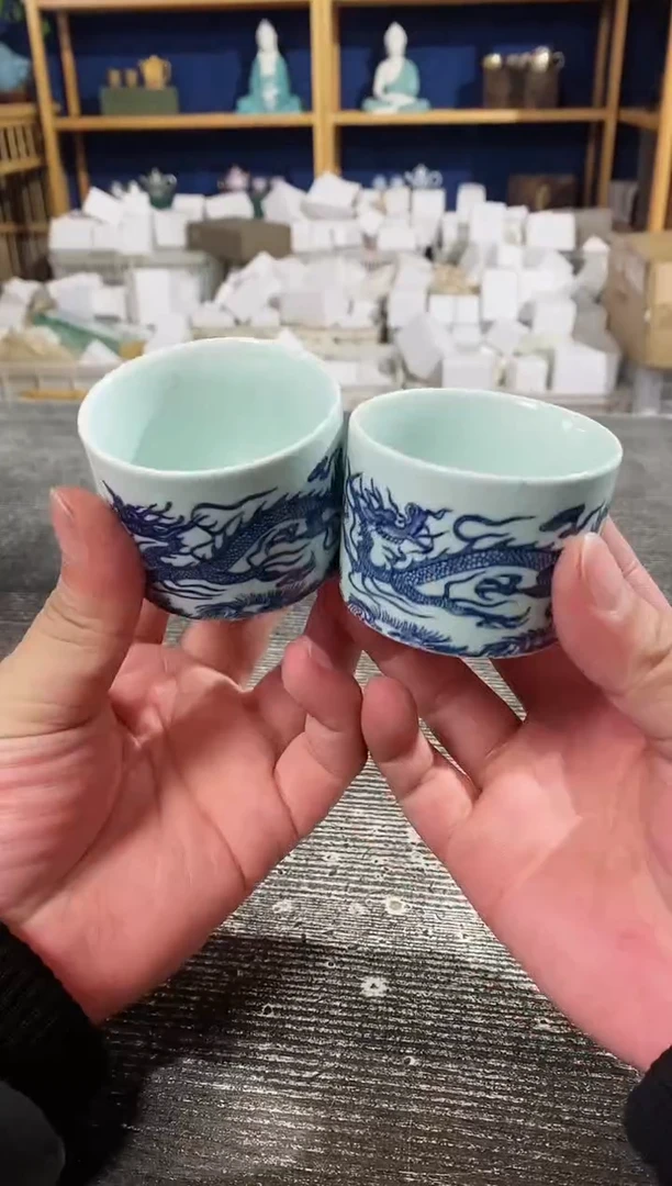 【闪购商品】其他青花青龙直筒杯两只装