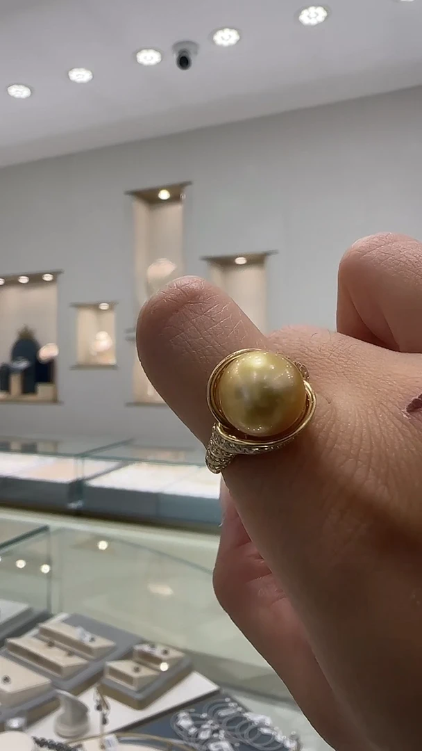 银S925镶嵌戒圈海水珍珠海水金珍珠10-11mm戒指00349863