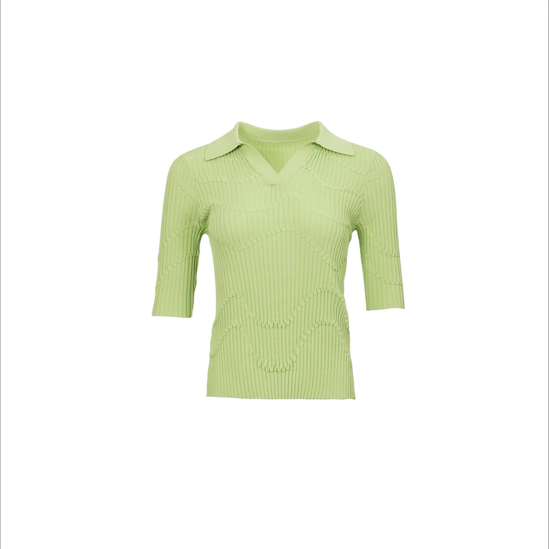 DNCY短袖针织衫法式镂空上衣修身显瘦轻薄设计DA42104117