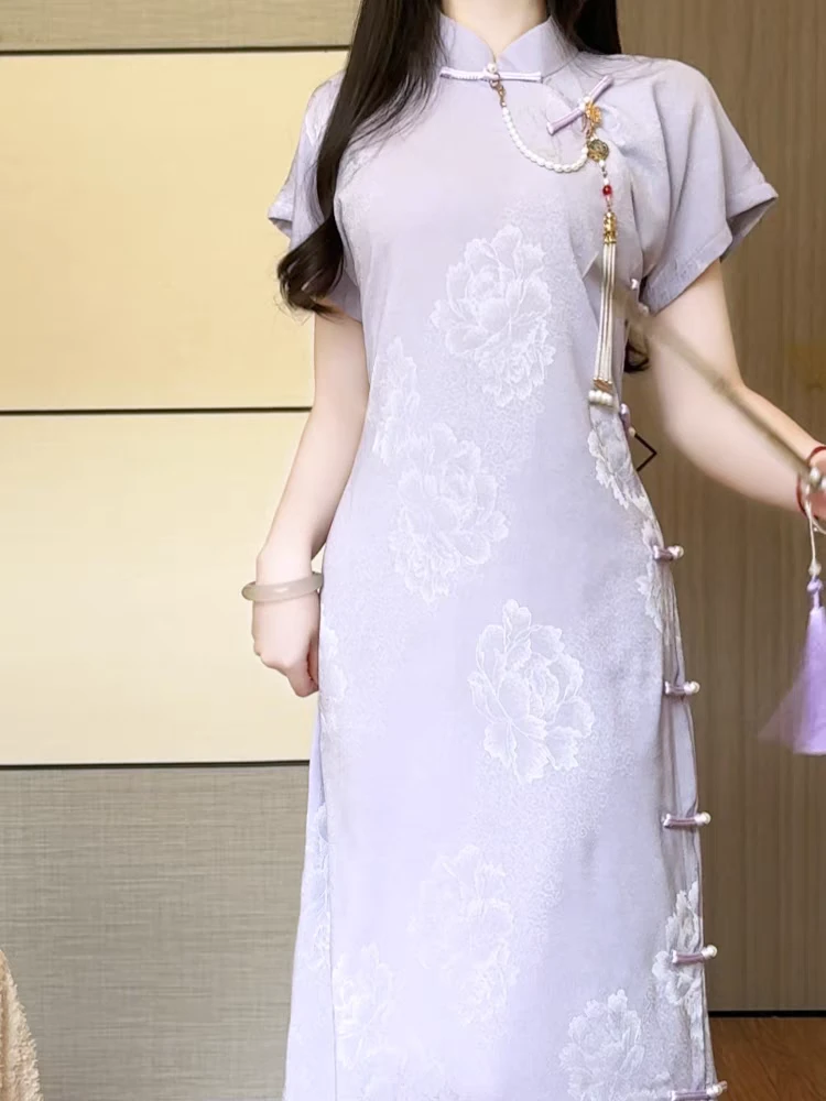 （诗音）长度125单层古法全开襟透气轻薄旗袍复古文艺显瘦少女气质