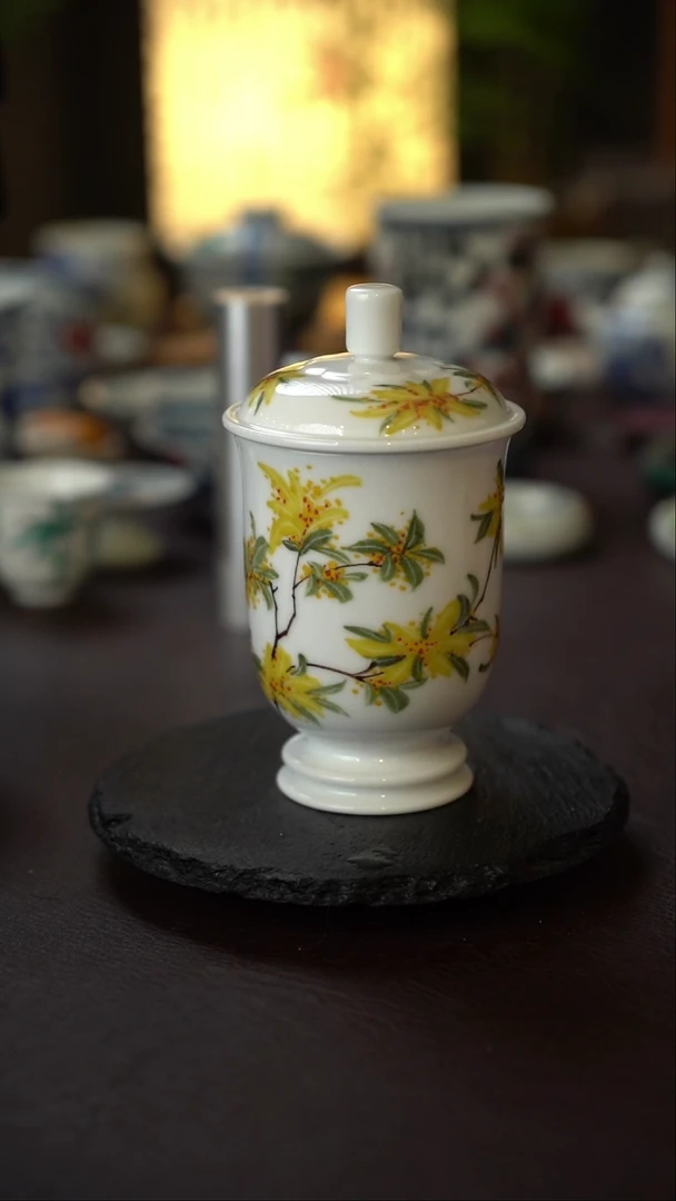 景德镇全手工手绘桂花蕴香杯