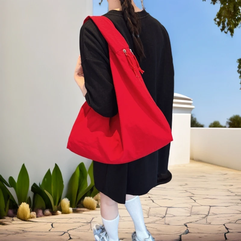 日系时尚通勤单肩包休闲帆布托特包女2025新款潮百搭大容量腋下包