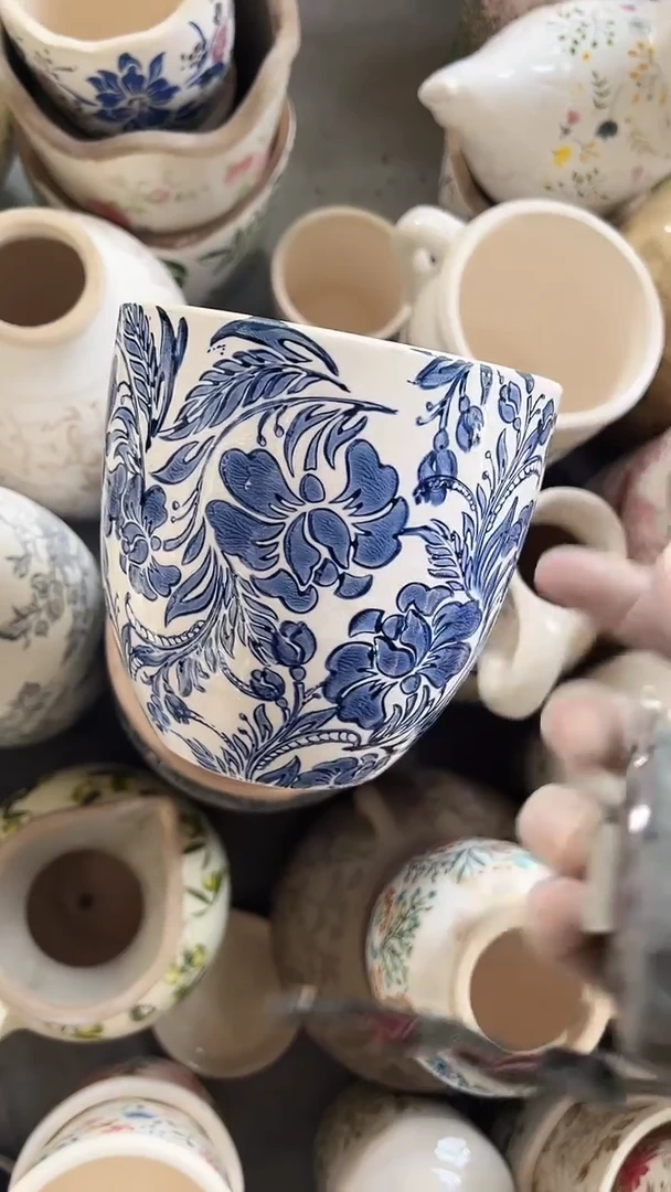 【闪购商品】陶瓷陶瓷花盆高CM内口CM