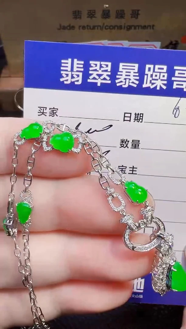 翡翠18K金镶嵌颈饰南**梦翡翠